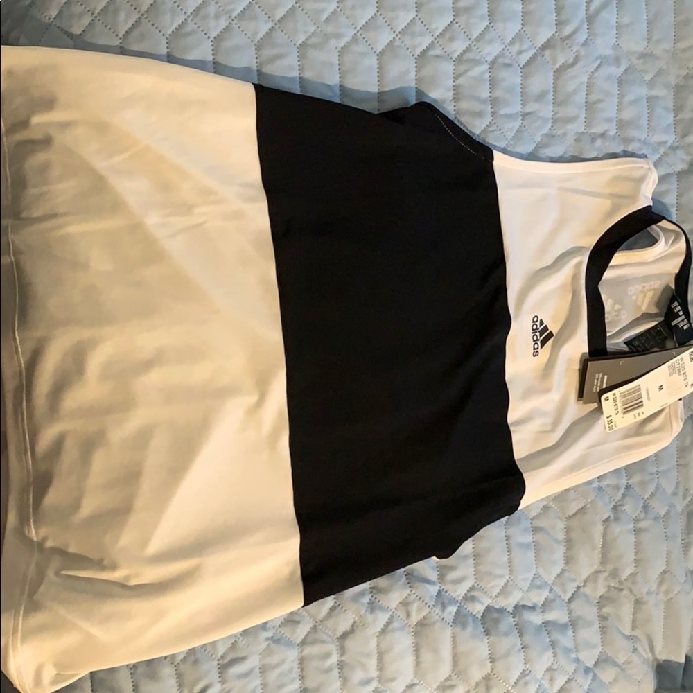 White and black Adidas athletic tank top